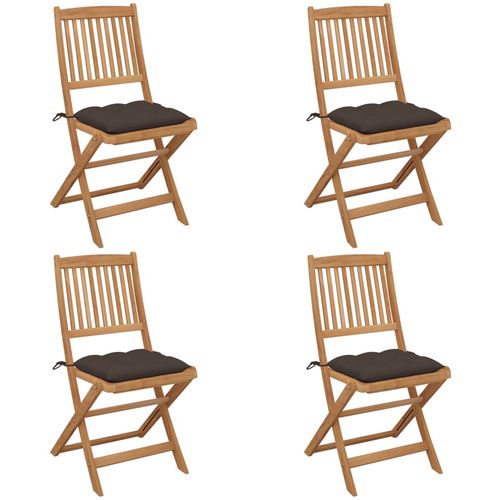 Sklopive vrtne stolice s jastucima 4 kom od bagremovog drva slika 1