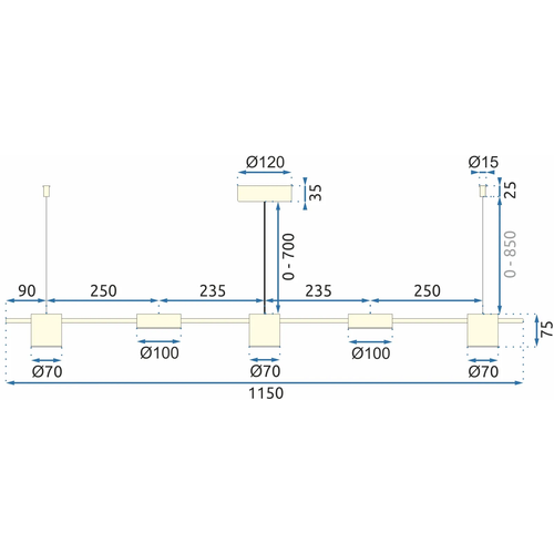 TOOLIGHT APP929-5CP GOLD LED viseća stropna svjetiljka slika 2