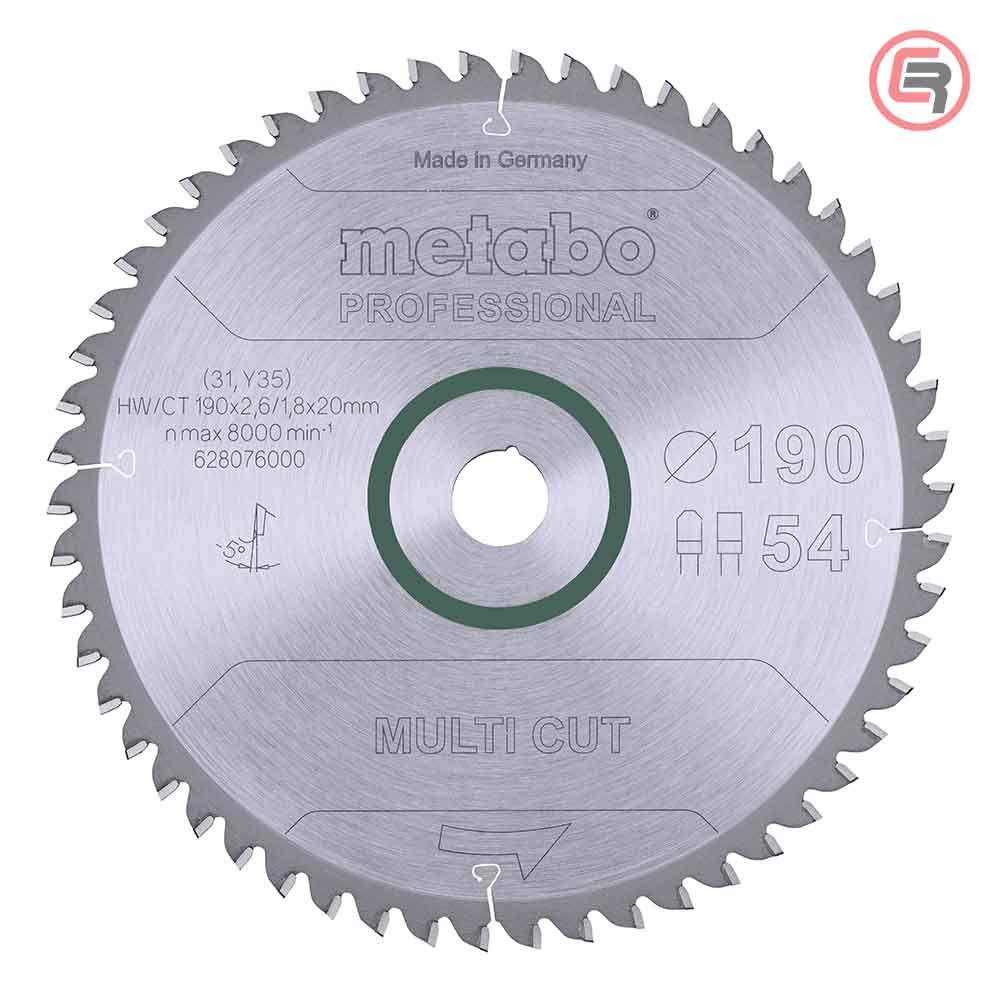 Metabo List Kružne Pile 190×2,6/1,8×20 / Z=54 Multi Cut Professional – 628076000 slika 1
