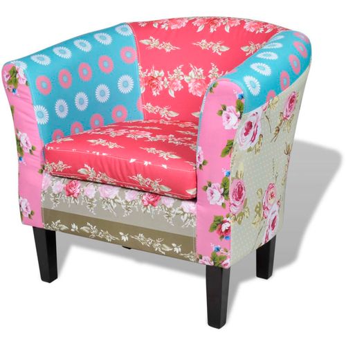 Fotelja od tkanine s osloncem za noge patchwork dizajn slika 9
