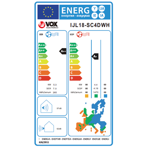 Vox IJL18-SC4DWH Inverter klima uređaj, 18000BTU, Integrisan WiFi, Grejač spoljašnje jedinice slika 2