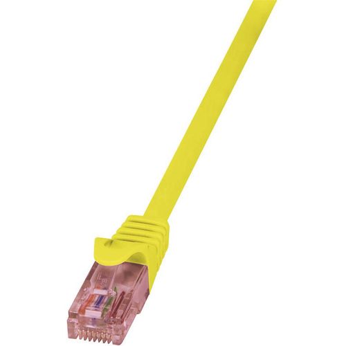 LogiLink CQ2027U RJ45 mrežni kabel, Patch kabel cat 6 U/UTP 0.50 m žuta vatrostalan, sa zaštitom za nosić 1 St. slika 1