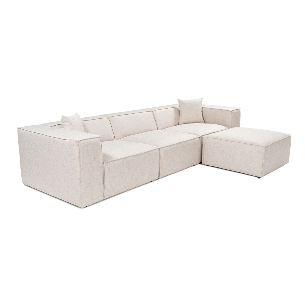 Lora (L1-O1-1R-POUFFE) - Svijetlosmeđa Ugaona Sofa slika 5