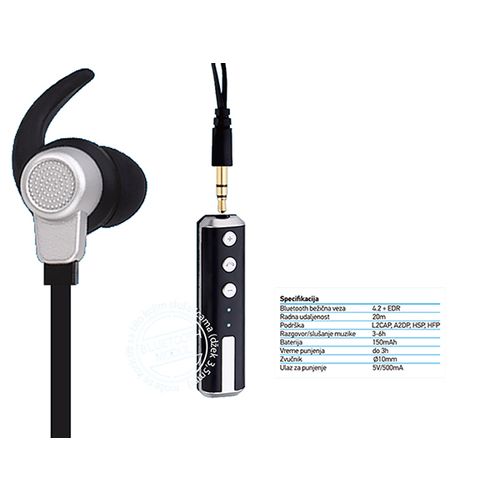 Xwave MX150 black-silver Bluetooth slušalice stereo sa mikrofonom i bazom slika 1