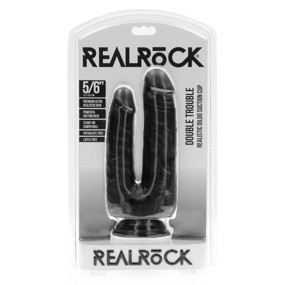 RealRock by Shots Double Trouble Dildo 5/6 - 12,7/15,2 cm - crni slika 6