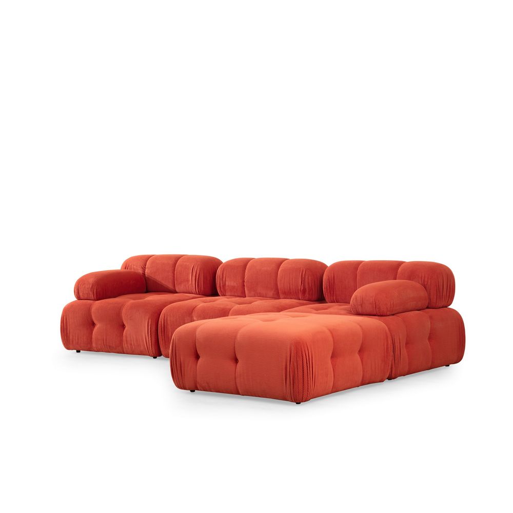 Trosjed Doblo sa Pufnom (L1-O1-1R-Pouffe) - Crveni Ugao slika 4
