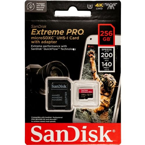 SanDisk Extreme PRO microSDXC 256GB + SD adapter - brzina do 200MB/s/140MB/s A2 C10 V30 UHS-I U3 slika 3