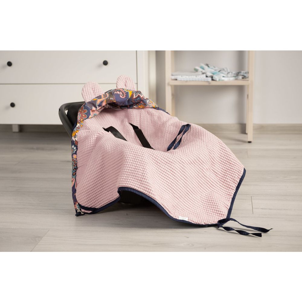Waffle carry-cot deka za povijanje – boho prašnjava ruža slika 5