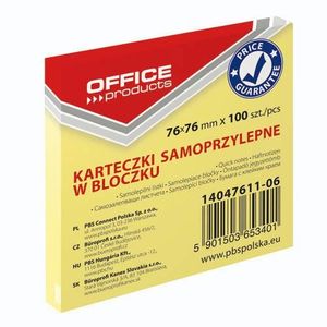 Blok samoljepljivi Office products 76x76 mm, 100 listića, žuti