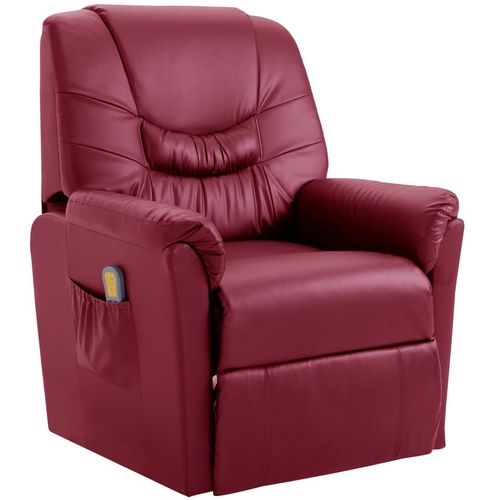 Masažna fotelja od umjetne kože crvena boja vina slika 1