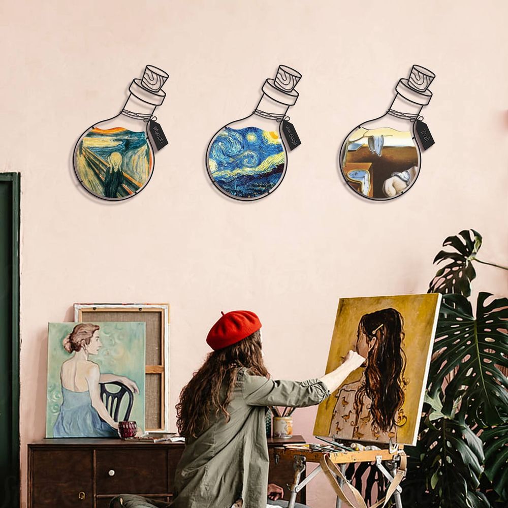 Art Potion Set od 3 Metalne Dekoracije za Zid - APT710 Višebojni Ukrasni Metalni Zidni Dodatak slika 1
