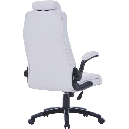 Podesiva uredska okretna stolica od umjetne kože bijela slika 23