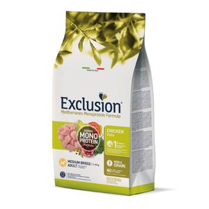 Exclusion Mediterraneo Monoprotein Formula Adult Medium, potpuna hrana za pse srednjih pasmina, piletina, 12 kg