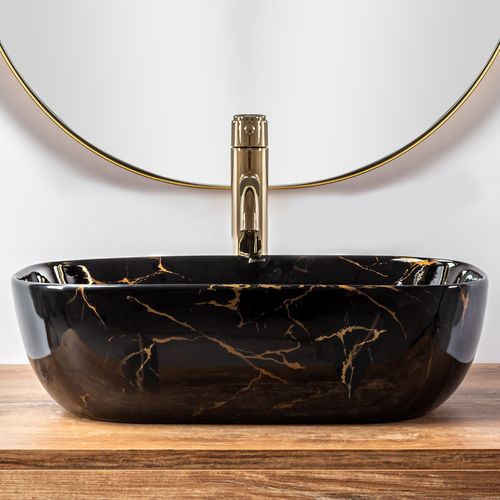 REA Nadgradni umivaonik Belinda Black Marble shiny slika 9