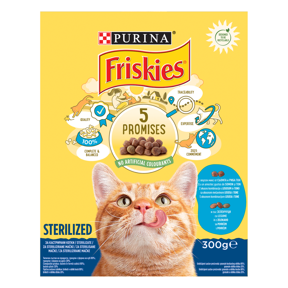 Friskies® Sterilesed, Hrana za mačke losos i tuna, s povrćem, 300g slika 3