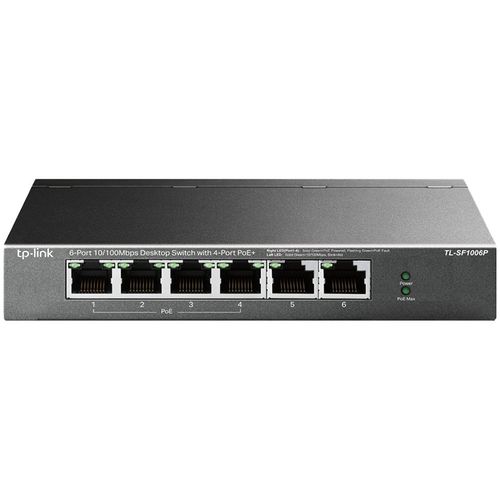 Switch TP-Link TL-SF1006P, 4-port 10/100Mbps Unmanaged PoE+ Switch with 2 10/100Mbps uplink ports, PoE power supply slika 1