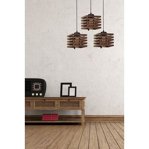 Cara Ahşap 3 Lü Sıralı Ceviz Sarkıt Brown Chandelier