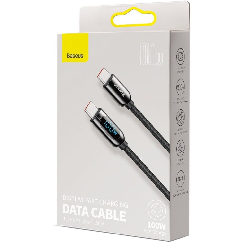 Baseus kabel usb-c to usb-c qc pd 100w 200 cm display black slika 5