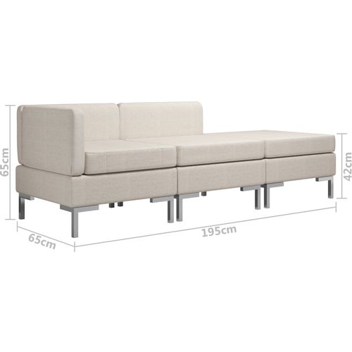 3-dijelni set sofa od tkanine krem slika 26