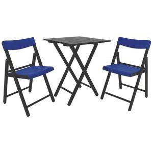 Balkonski set Dark Blue, sklopivi, drvo