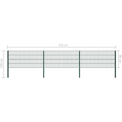 Panel za ogradu sa stupovima željezni 5,1 m zeleni slika 5