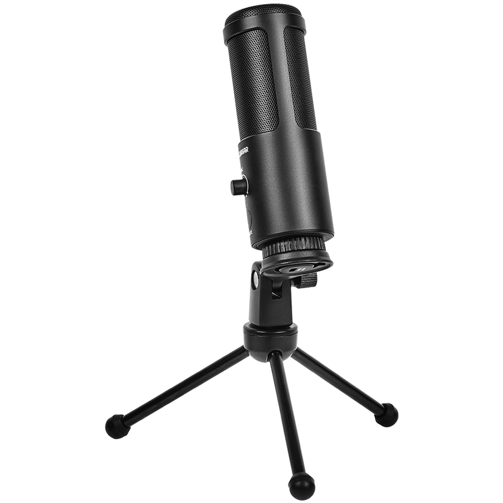 LORGAR Voicer 521, Gaming Mikrofon, Crni, USB kondenzatorski mikrofon sa kontrolom jačine zvuka, 3.5MM priključkom za slušalice, dugmetom za isključivanje i LED indikatorom slika 2