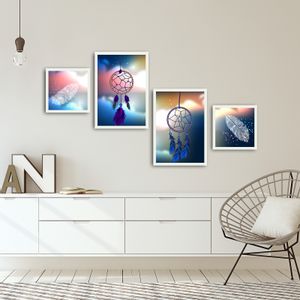4PBCT-17 Multicolor Decorative Framed MDF Painting (4 Pieces)
