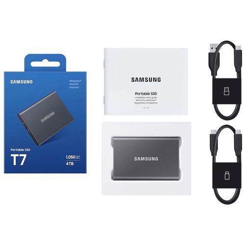 Samsung MU-PC4T0T/WW Portable SSD 4TB, T7, USB 3.2 Gen.2 (10Gbps), [Sequential Read/Write : Up to 1,050MB/sec /Up to 1,000 MB/sec], Grey slika 3