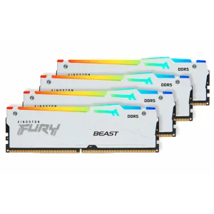 Memorija Kingston FURY Beast White RGB XMP 64GB (4x16GB) 5600MT/s DDR5 CL40 DIMM, KF556C40BWAK4-64