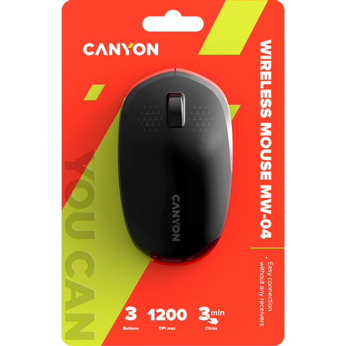 CANYON MW-04, Bluetooth Wireless optical mouse with 3 buttons, DPI 1200 , with1pc AA canyon turbo Alkaline battery,Black, 103*61*38.5mm, 0.047kg slika 6