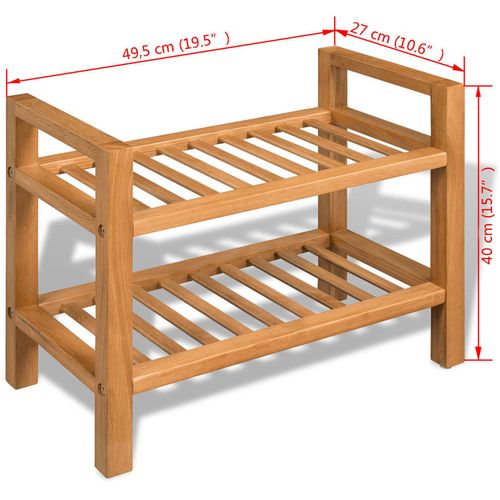 Stalak za cipele s 2 police 50x27x40 cm od masivne hrastovine slika 34