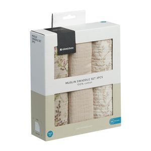 Kikka Boo Muslin pelene Secrert Garden Beige 100x100cm, 3kom