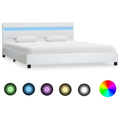 Okvir za krevet od umjetne kože LED bijeli 120 x 200 cm slika 22