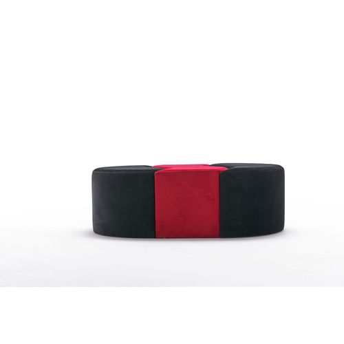 Atelier Del Sofa Tabure, Crno Crvena, Alya Puf - Black, Red slika 5