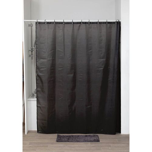 TENDANCE ZAVJESA ZA KADU + 12 PP KUKICA 180X200 CM, POLIESTER, CRNA slika 1