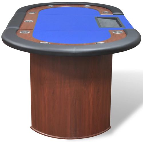 Stol za Poker za 10 Igrača s Prostorom za Djelitelja i Držačem Žetona Plavi slika 29