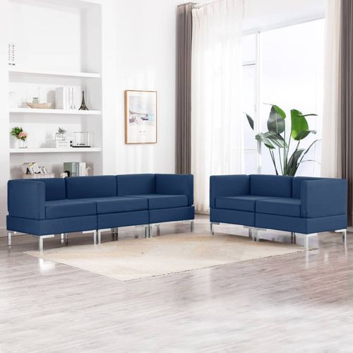 5-dijelni set sofa od tkanine plavi slika 34