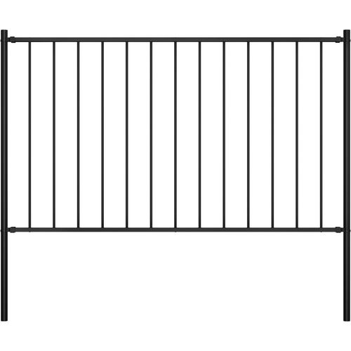 Panel za ogradu sa stupovima čelični 1,7 x 0,75 m crni slika 1