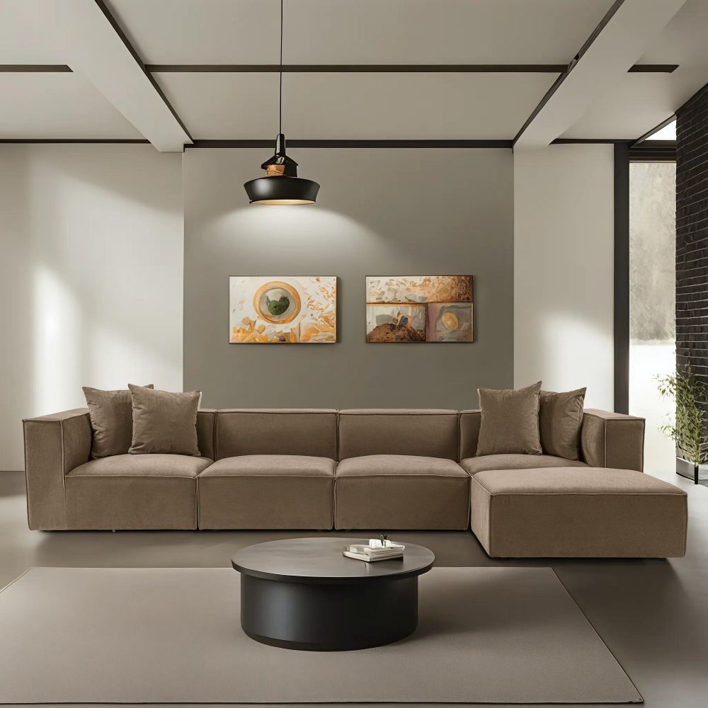 Sora (L1-O1-O1-1R-POUFFE) - Ugao Sofa u Boji Braon slika 1