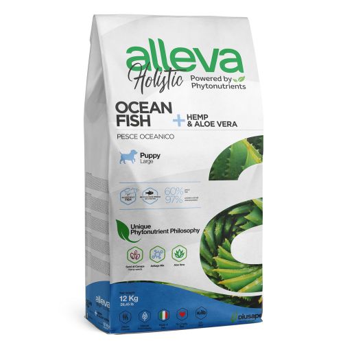 Alleva Holistic Dog Puppy Ocean Fish + Hemp &amp; Aloe Vera Maxi 12 kg slika 1