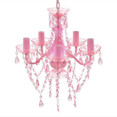 Kristalna svjetiljka s 5 žarulja ružičasta slika 20