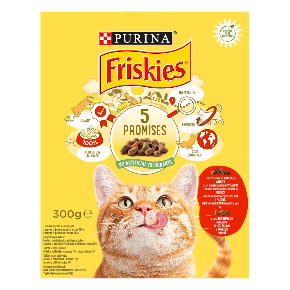 Friskies® Hrana za mačke, kombinacija govedine i piletine, s povrćem, Adult 300g  slika 2