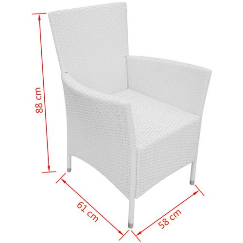 Vrtne stolice 2 kom s jastucima poliratan krem bijele slika 13