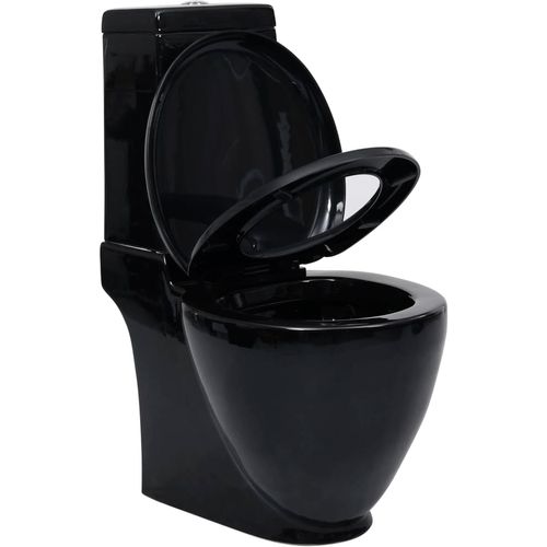 Keramička okrugla toaletna školjka s protokom vode crna slika 48