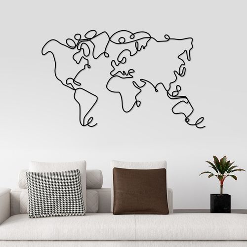 World Map Black Decorative Metal Wall Accessory slika 2