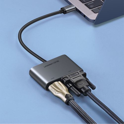 Ugreen USB-C na HDMI i VGA + PD adapter, sivi - u kutiji slika 4