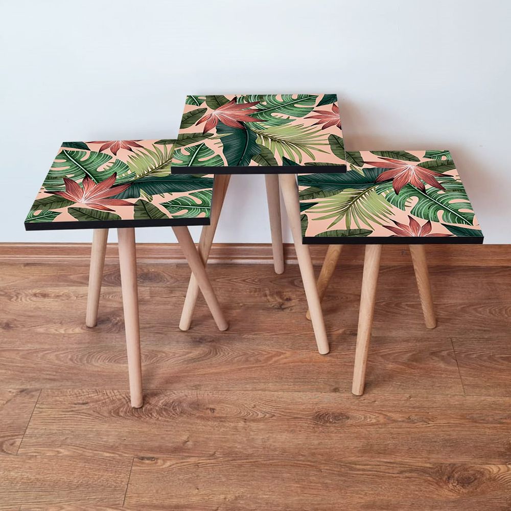 Nesting Table 3Shp203 - Set od 3 Stola u Bojama: Losos, Zeleni, Crvena Pločica slika 1