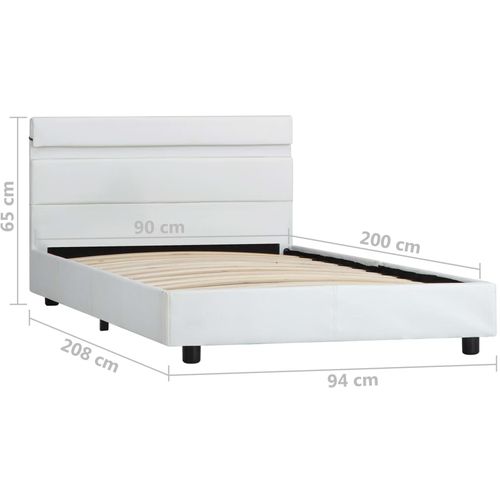 Okvir za krevet od umjetne kože s LED svjetlom bijeli 90x200 cm slika 9