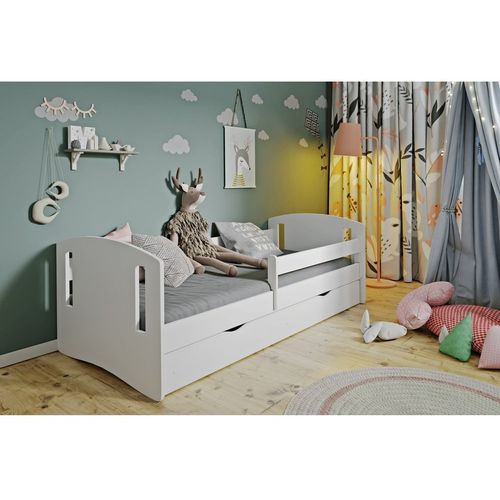 Drveni dečiji krevet Classic 2 sa fiokom - beli - 180x80 cm slika 2