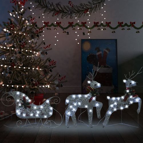 Ukrasni božićni sobovi i sanjke 60 LED žarulja vanjski srebrni slika 29